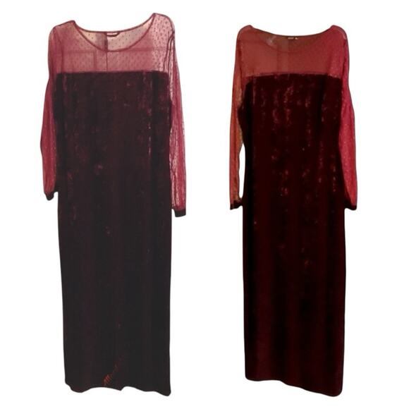 Cranberry Crushed Velvet Plus Size 3x Gown Dress Formal Holiday Wedding - Picture 6 of 16